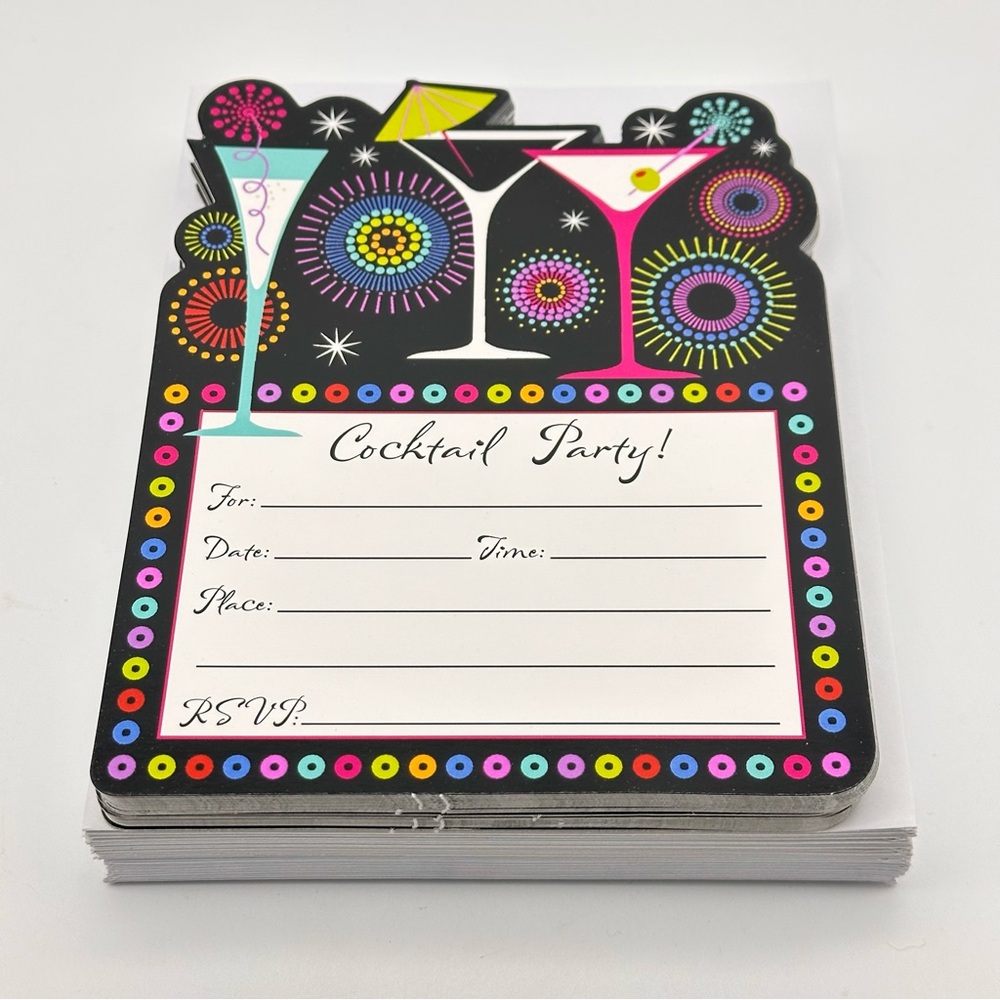 40 Cocktail Party Invitations with Envelopes - Single Sided
